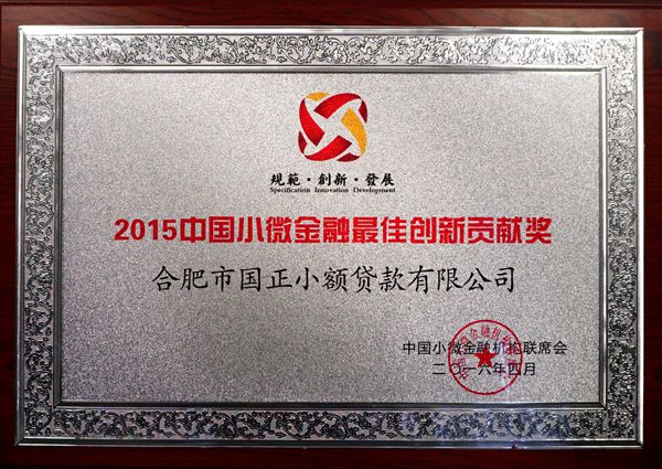 2015中国小微金融 “最佳创新贡献奖”